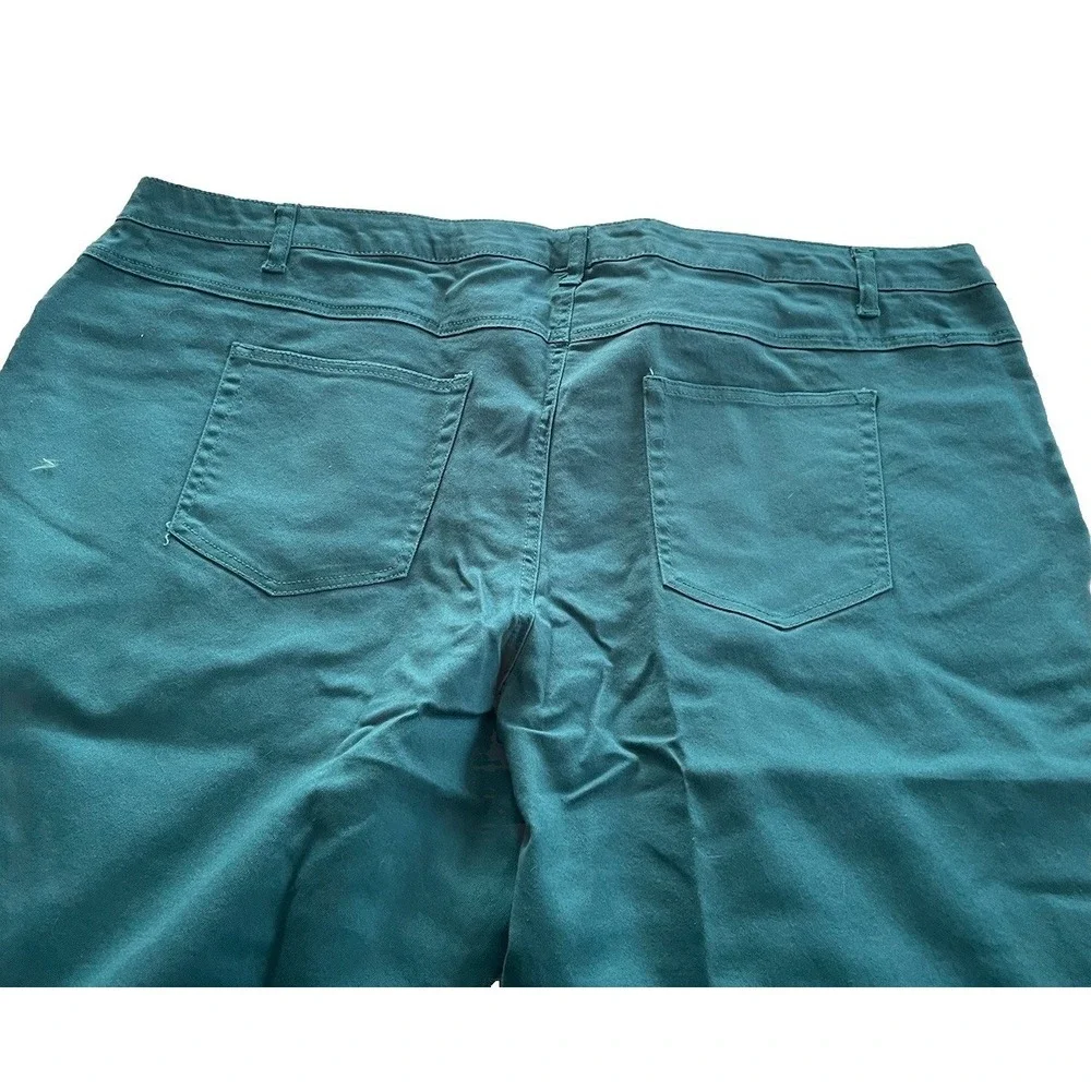 Woman Within Size 28W Green 5‎ Pocket Jeans Straight Leg Jeans